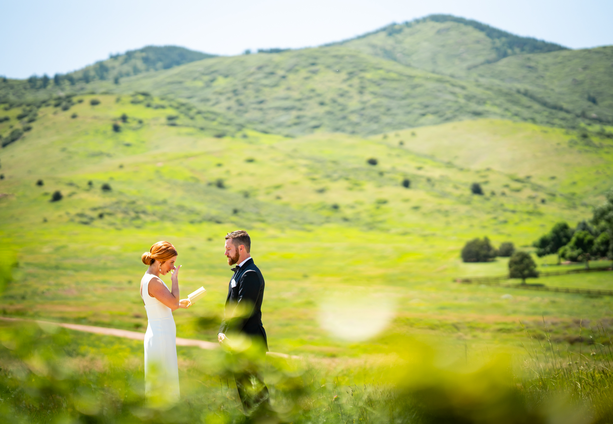 Ashley & Alex's wedding at The Manor House in June, in Littleton, Colorado. Manor House Wedding, Littleton, Denver, Colorado, First Look with groom, Denver Wedding Photographer, Denver Wedding Photos, Denver Wedding